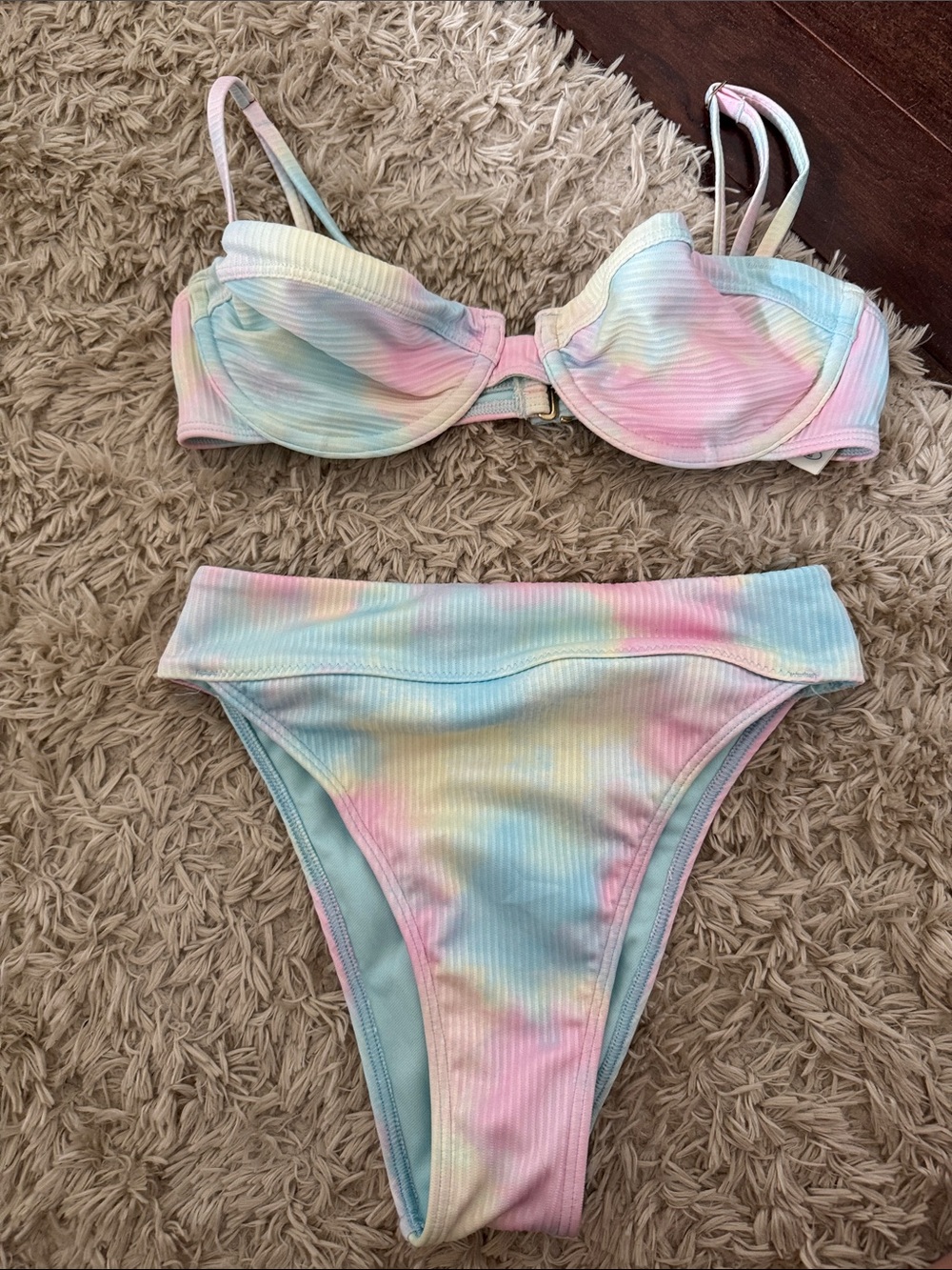 Hollister Pastel Tie-Dye Ribbed Underwire Bikini Set